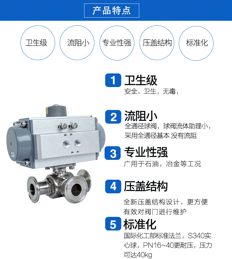 SEFORT氣動(dòng)三通卡箍球閥/快裝球閥